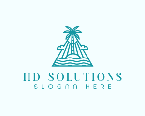 Tropical Island Palm Tree logo design