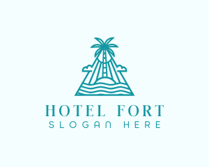 Tropical Island Palm Tree logo design