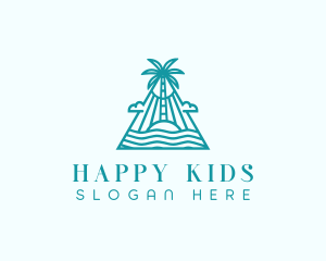 Tropical Island Palm Tree logo design