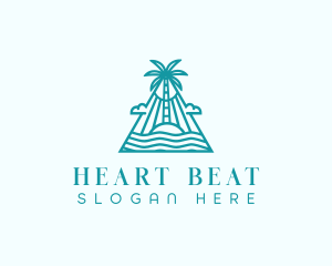 Tropical Island Palm Tree logo design