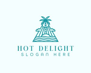 Tropical Island Palm Tree logo design