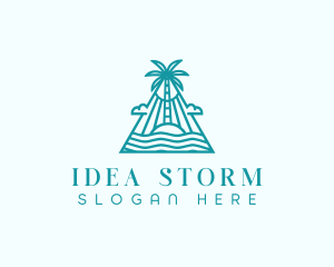 Tropical Island Palm Tree logo design