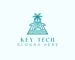 Tropical Island Palm Tree logo design