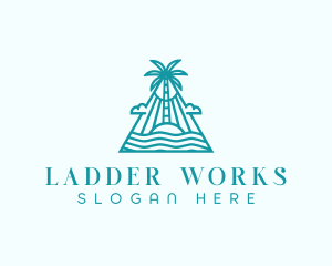 Tropical Island Palm Tree logo design