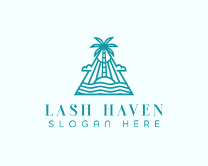 Tropical Island Palm Tree logo design