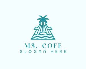 Tropical Island Palm Tree logo design