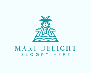 Tropical Island Palm Tree logo design