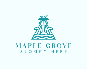 Tropical Island Palm Tree logo design