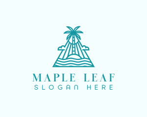 Tropical Island Palm Tree logo design