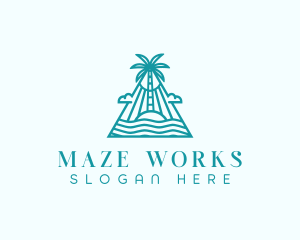 Tropical Island Palm Tree logo design