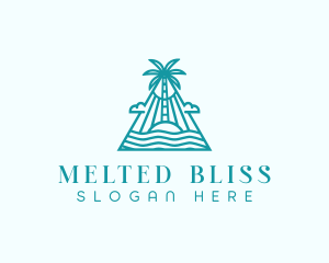 Tropical Island Palm Tree logo design