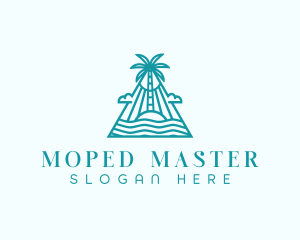 Tropical Island Palm Tree logo design