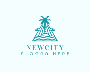 Tropical Island Palm Tree logo design