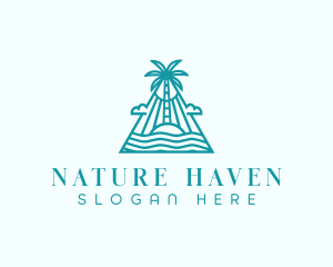 Tropical Island Palm Tree logo design