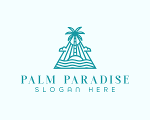 Tropical Island Palm Tree logo design