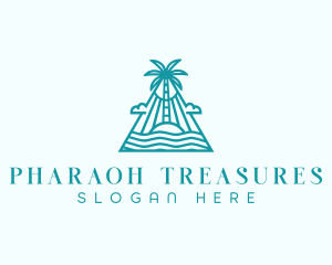 Tropical Island Palm Tree logo design