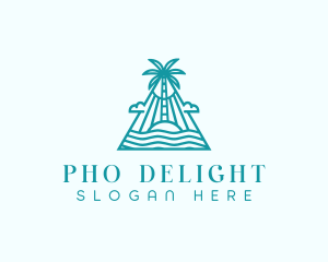 Tropical Island Palm Tree logo design