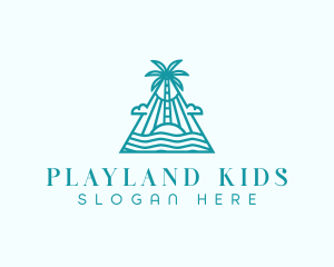 Tropical Island Palm Tree logo design