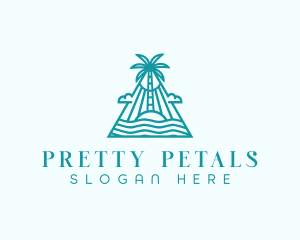 Tropical Island Palm Tree logo design