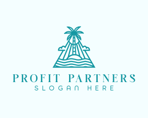 Tropical Island Palm Tree logo design