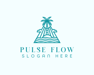 Tropical Island Palm Tree logo design