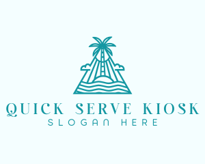 Tropical Island Palm Tree logo design