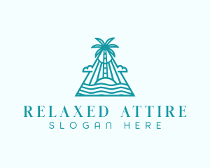 Tropical Island Palm Tree logo design