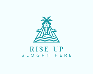 Tropical Island Palm Tree logo design