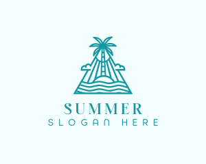 Tropical Island Palm Tree logo design