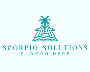 Tropical Island Palm Tree logo design