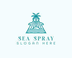 Tropical Island Palm Tree logo design