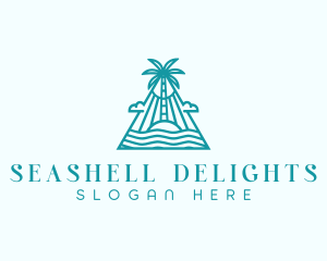 Tropical Island Palm Tree logo design