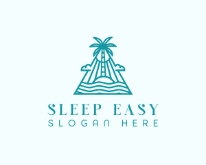 Tropical Island Palm Tree logo design