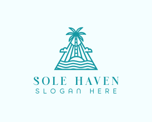 Tropical Island Palm Tree logo design