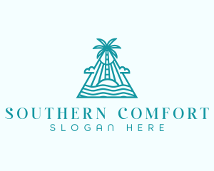 Tropical Island Palm Tree logo design