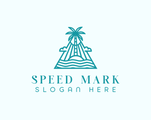 Tropical Island Palm Tree logo design