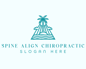 Tropical Island Palm Tree logo design