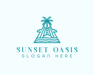 Tropical Island Palm Tree logo design