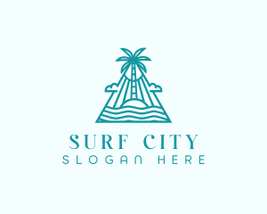 Tropical Island Palm Tree logo design