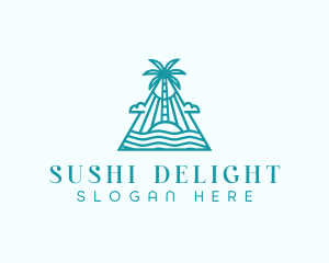 Tropical Island Palm Tree logo design