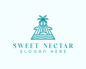 Tropical Island Palm Tree logo design