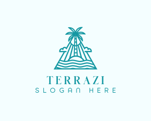 Tropical Island Palm Tree logo design