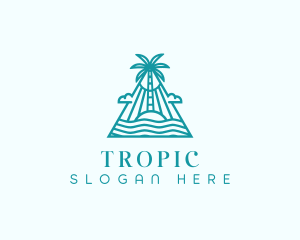 Tropical Island Palm Tree logo design