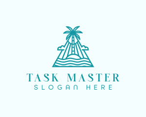 Tropical Island Palm Tree logo design