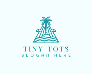 Tropical Island Palm Tree logo design