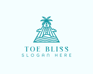 Tropical Island Palm Tree logo design