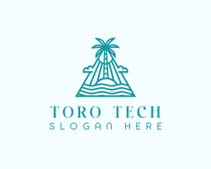 Tropical Island Palm Tree logo design