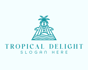 Tropical Island Palm Tree logo design