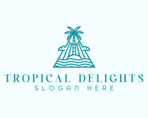 Tropical Island Palm Tree logo design