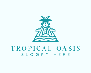 Island - Tropical Island Palm Tree logo design